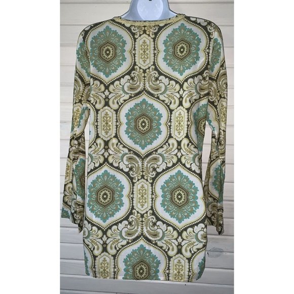 Tommy Bahama Sz SMALL Mandala Khaki Green 100% Cotton Tunic Long Sleeve VGUC - Picture 7 of 9